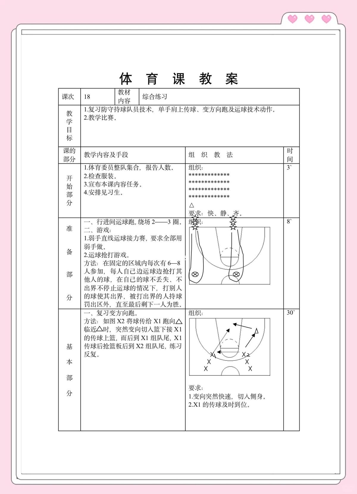 中学篮球基础训练教学